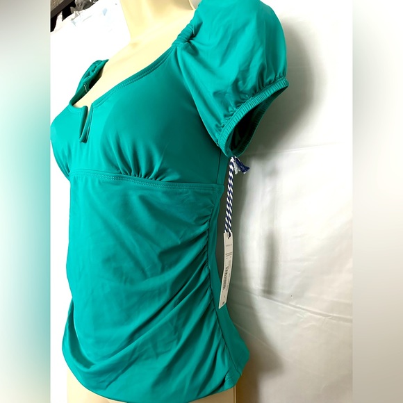 Sonnet Shores - Green Ruffle Sleeves Tankini Swimsuit With Removable Cups Size 6 - Picture 3 of 5